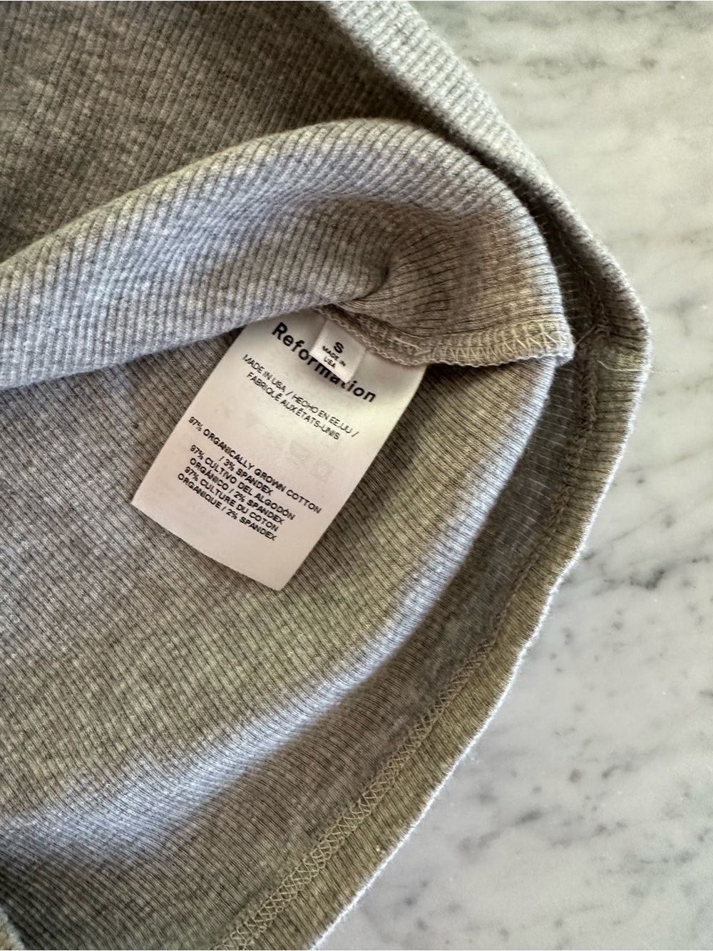 Reformation Gray Ribbed Short Sleeve Tee - Picture 3 of 3